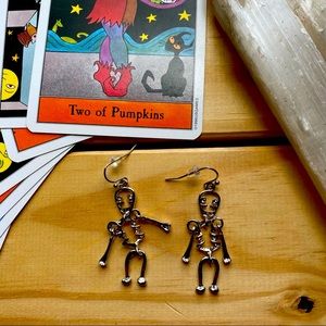 Skeleton Earrings Silver Halloween